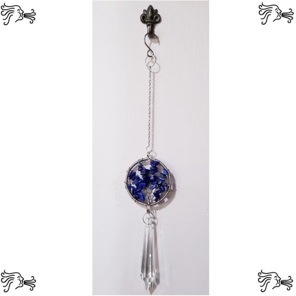 Lapis Lazuli Natural Stone Sun Catcher Crystal Prisms Tree of Life Chakra - Picture 2 of 2
